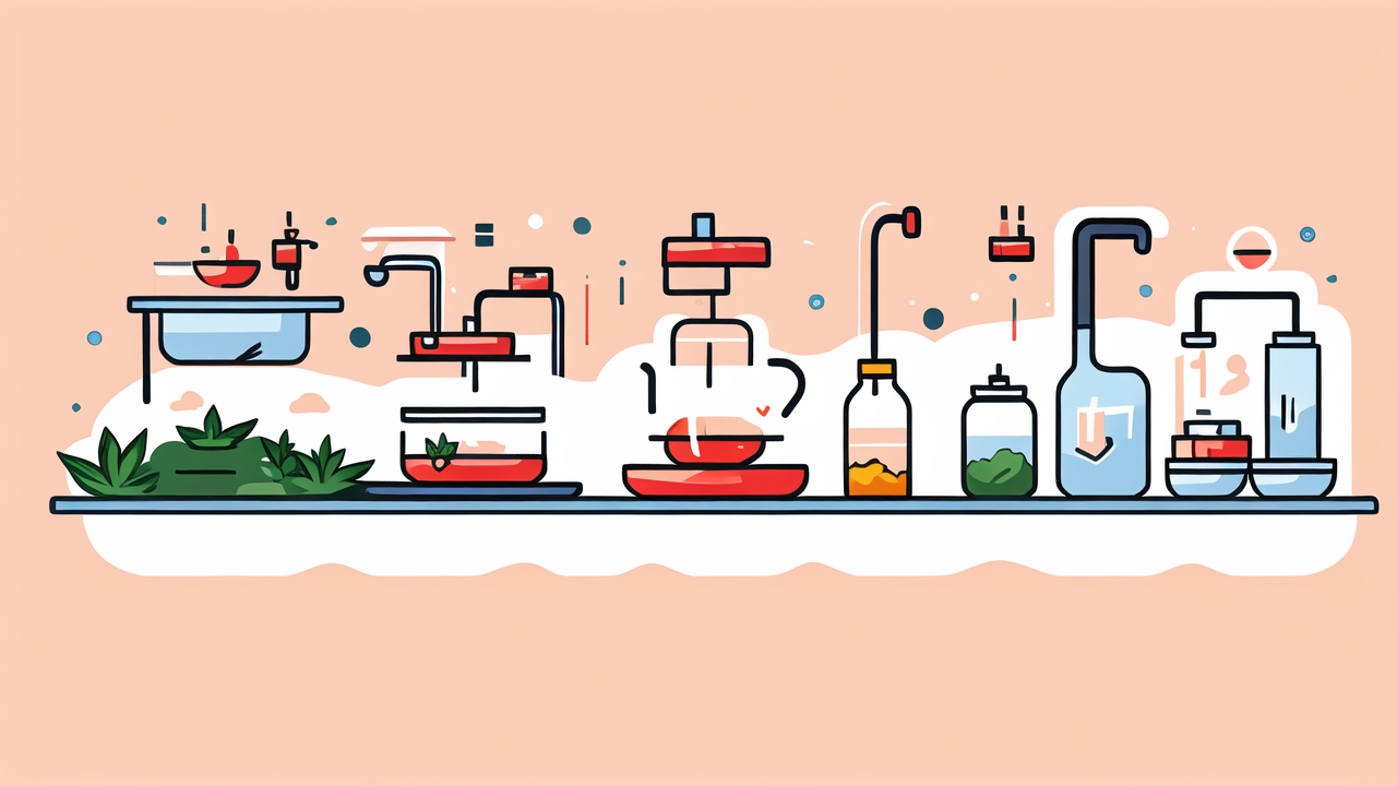 tasting smoke, Large Bongs coffee machine in whimsical style with vibrant red and blue tones