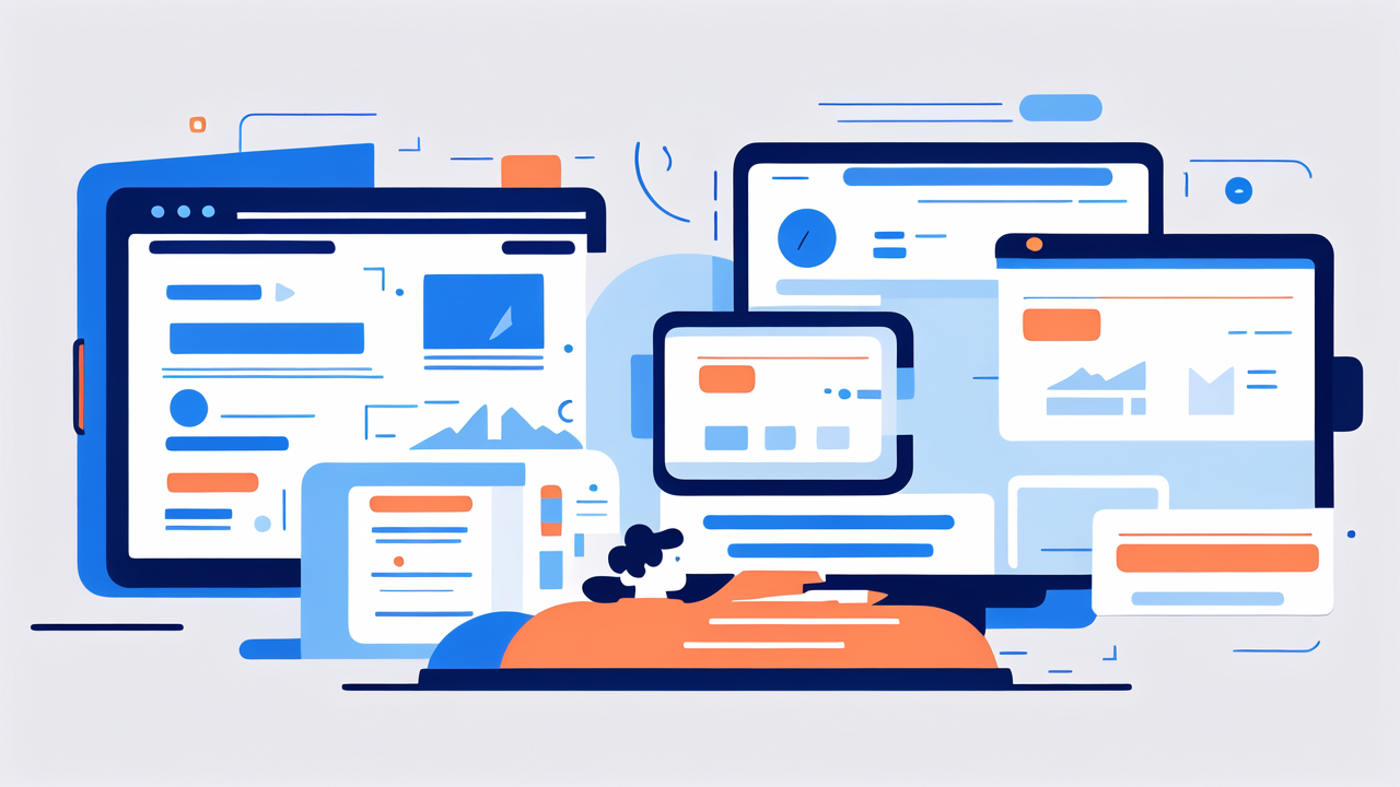 Modern office with curved monitor, colorful charts, and aesthetic accessories, spotlighting smartwatches.
