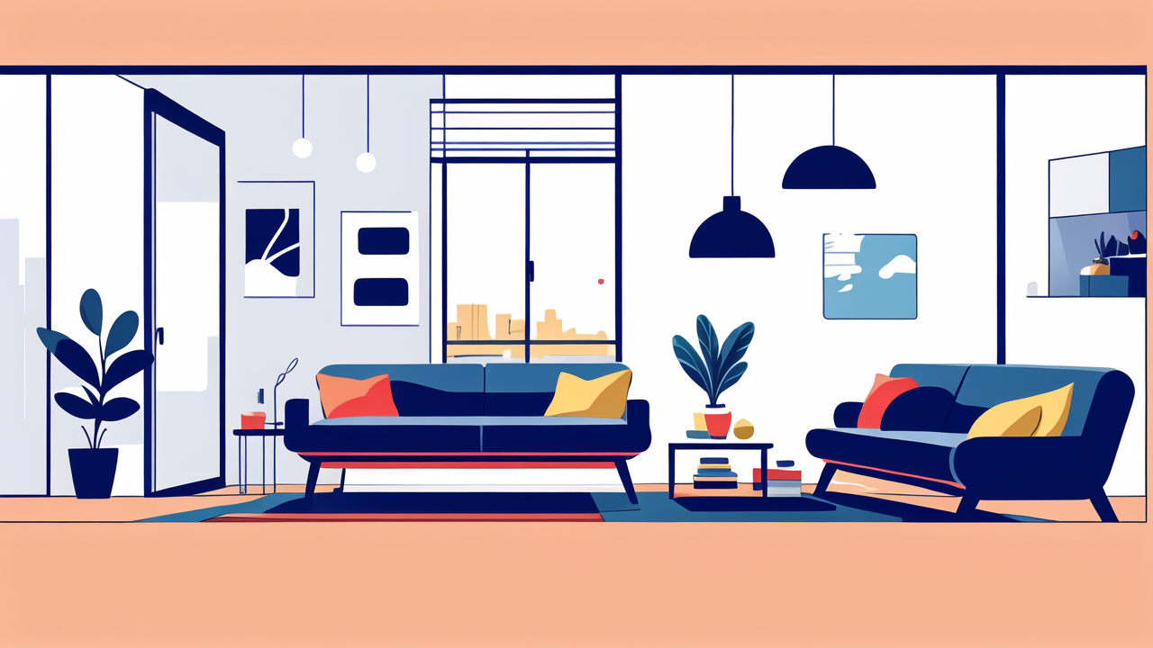 Modern South Africa living room with space-saving furniture in vibrant colors