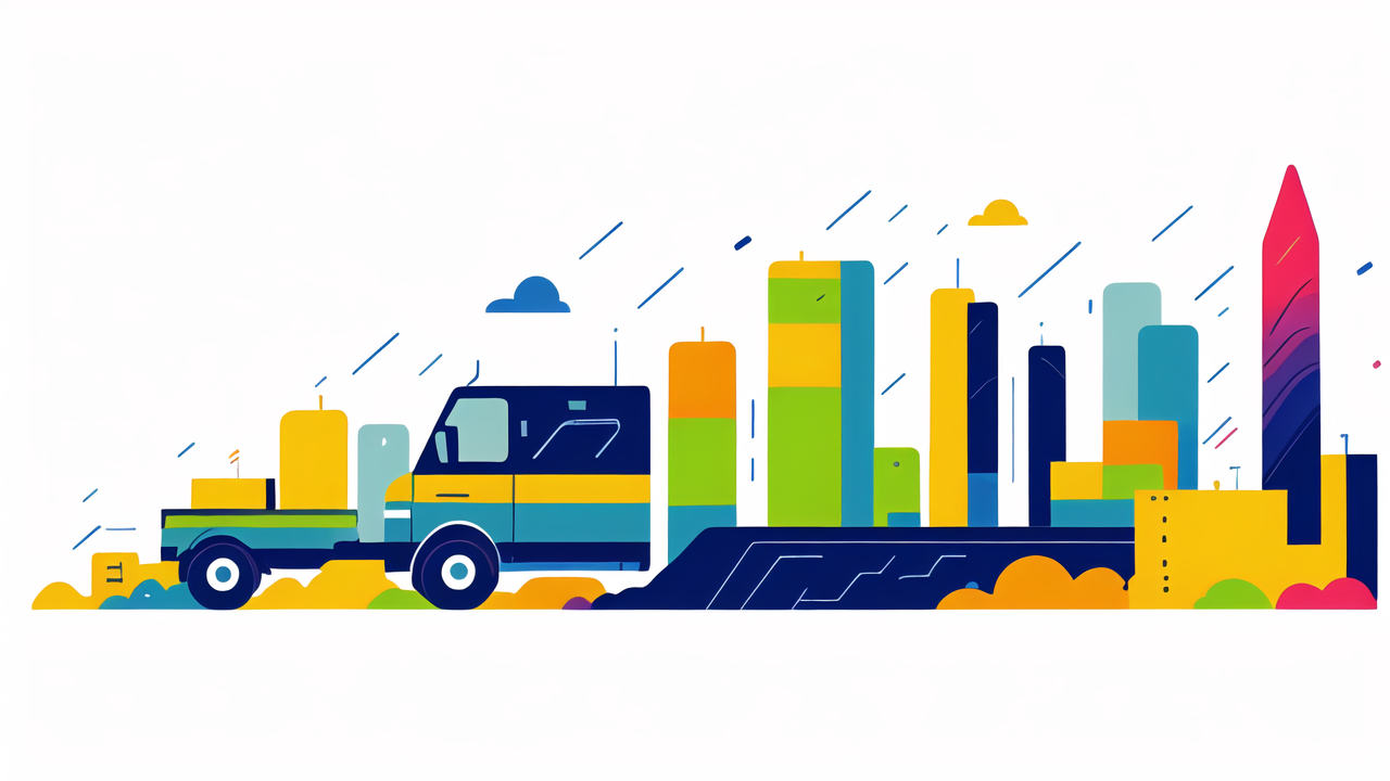 what is the carbon fiber, Vibrant cityscape illustration with bright colors and diverse building shapes.