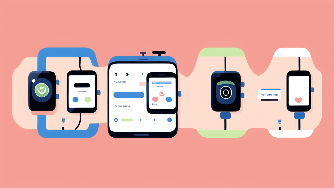 Smartwatch Comparison: smartphones, affordable smartwatch, and tablet lineup on pink backdrop.
