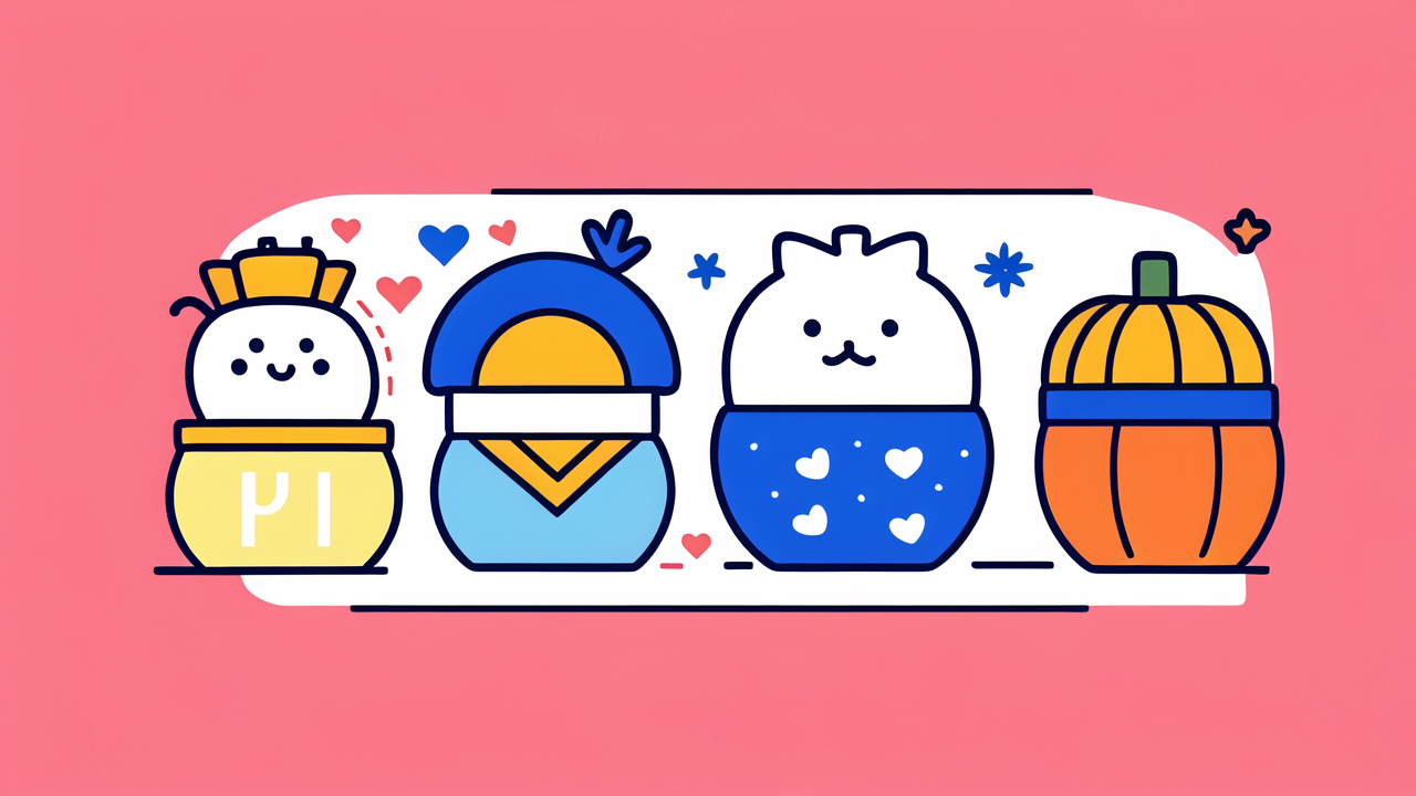 Cartoon characters in vibrant pink; joyful pumpkin, snowman, bird, and cat in embroidery romper.