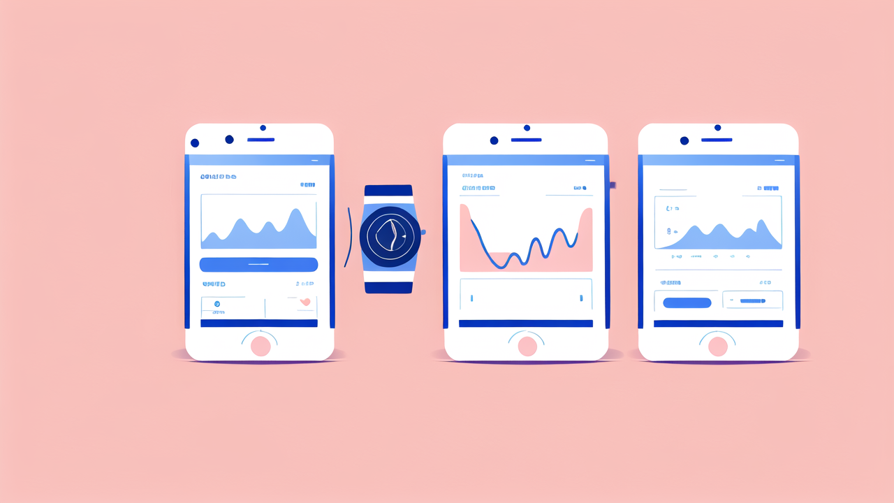 smart smart watch, Smartwear app interface: login, chat, settings, notifications, smart watch sync icon.