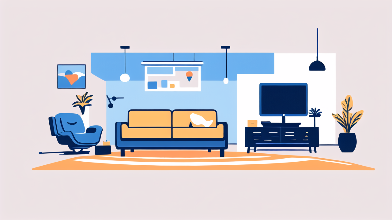 Minimalist living room with blue lift recliner for senior comfort and modern decor.