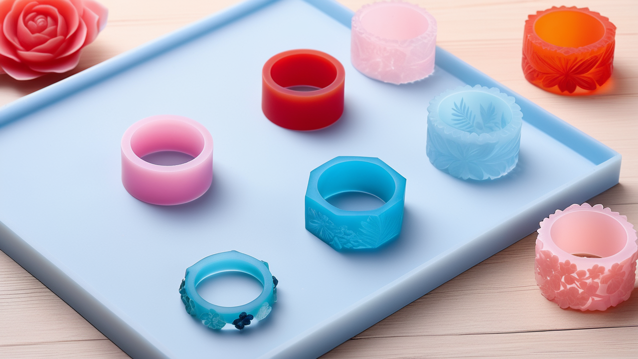 Resin shaker mold in use with a tool, showcasing precision in resin ring molds.