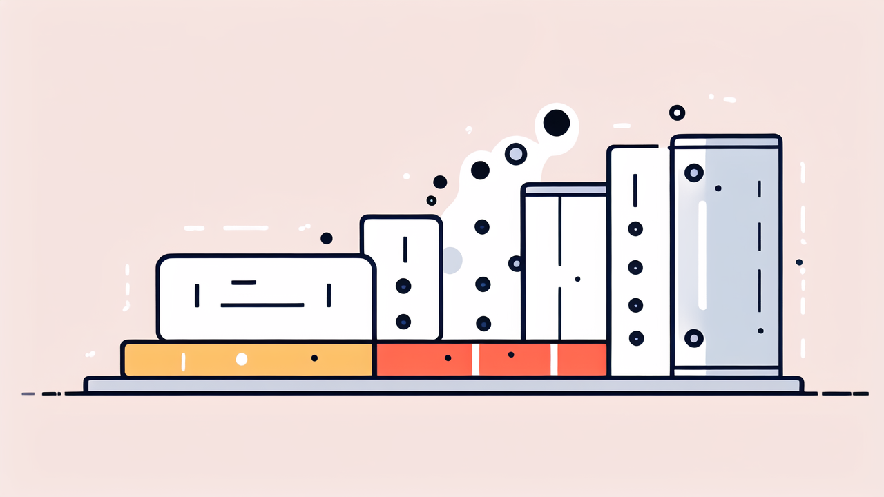 Stylized city skyline with red, gray buildings on pink background; focus: Ball Bearing 6204.