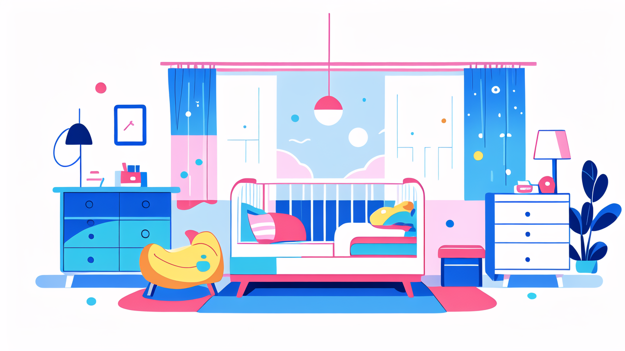 baby bag, Vibrant building with Baby sleeping bags theme, yellow car in front