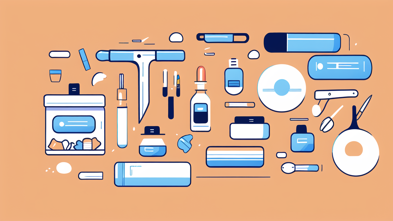 Baby grooming tools arranged, featuring baby nail care essentials in blue and white.