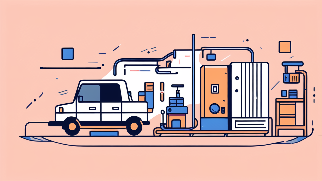 Minimalist illustration of car with 6209 ZZ C3 bearing machine in pink setting