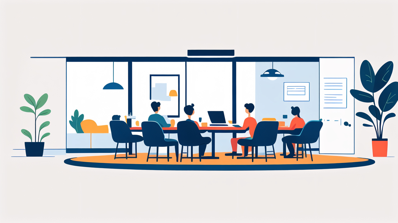 modern meeting room with steel coffee tables and steel coffee stools, natural light
