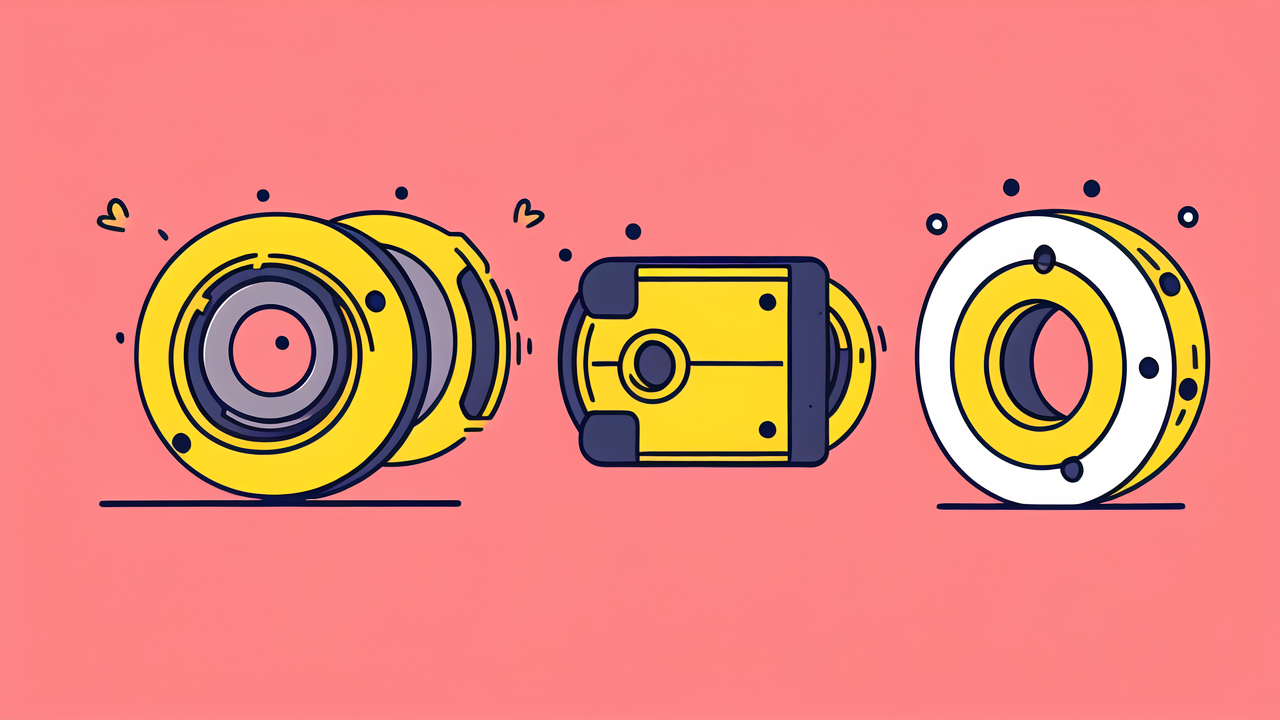 Double row deep groove ball bearing in abstract mechanical design with bold colors