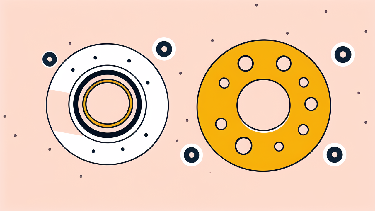 6206 bearing beside a yellow object, set against a pink background with black dots