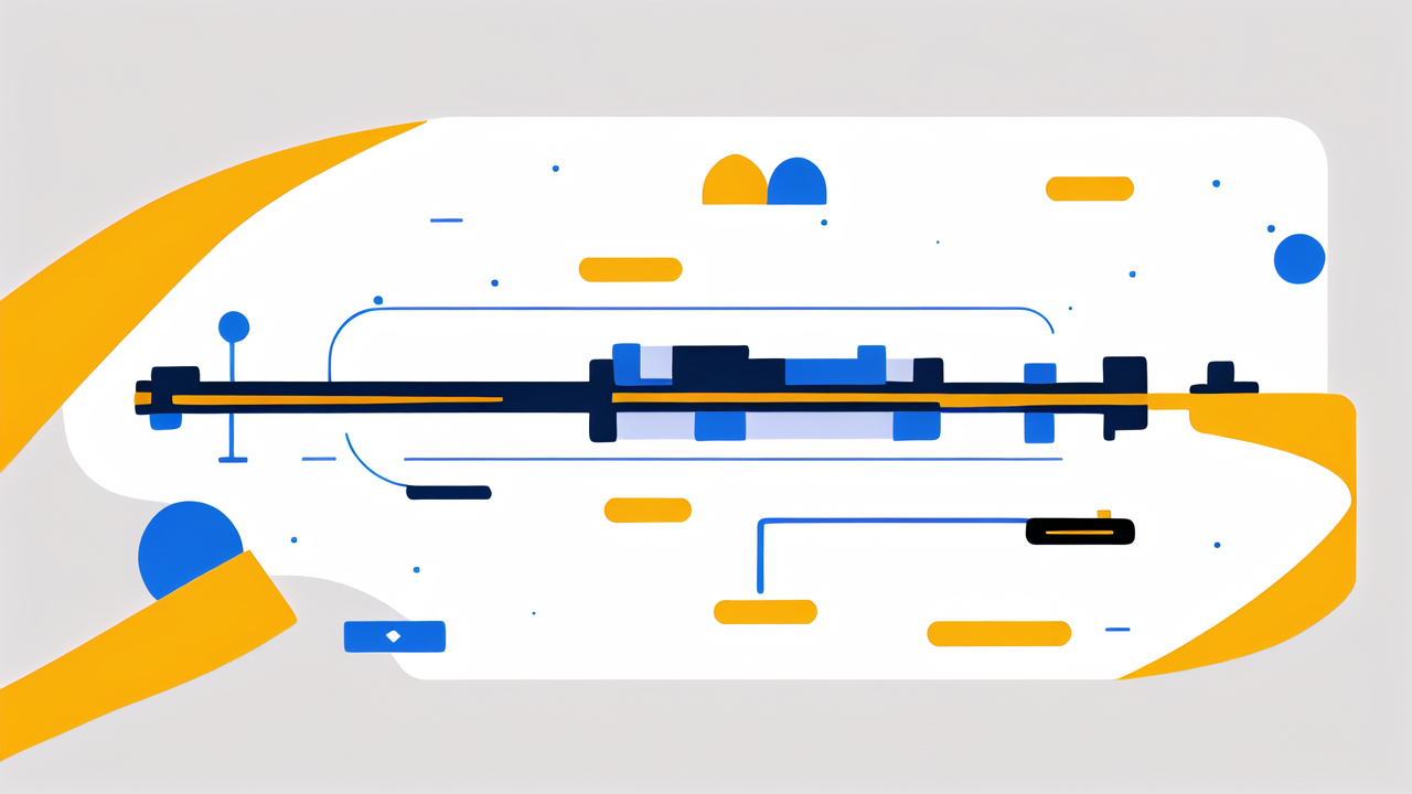 monitoring image, Stylized train illustration with blue and yellow shapes, promoting Fitness Tracker.