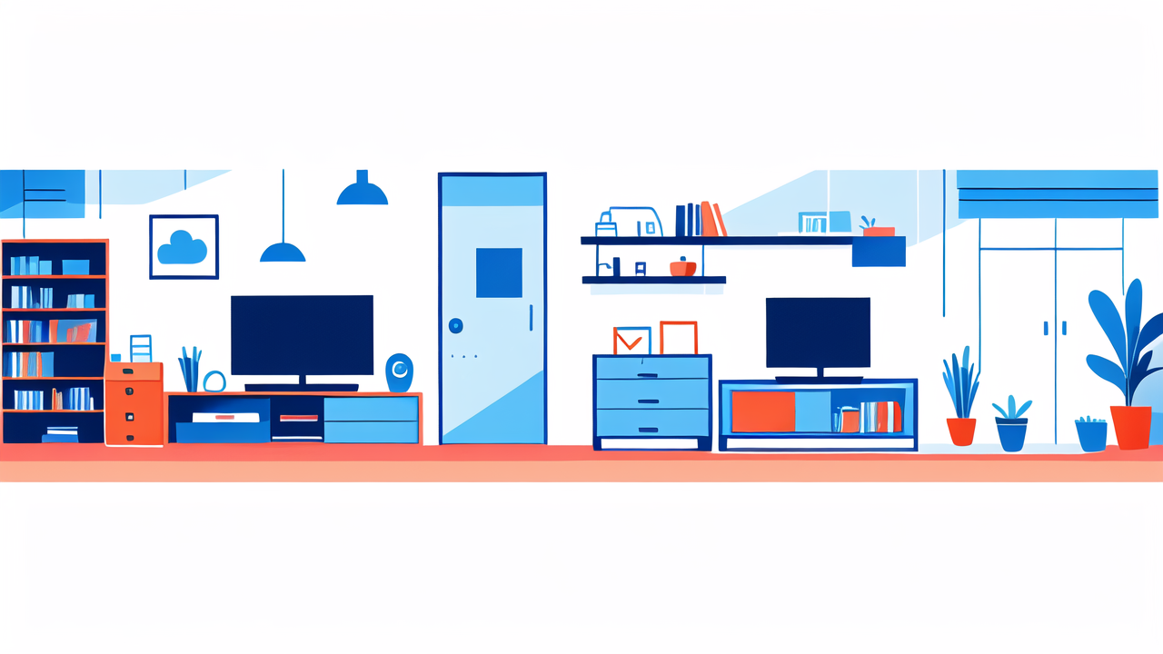 south african houses, Modern home office with space-saving solutions, featuring books and decor.