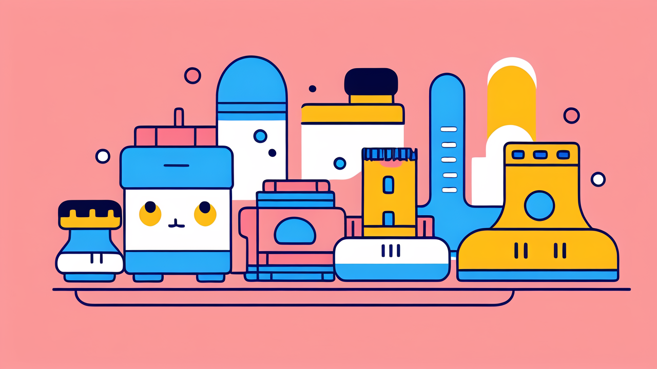 Vibrant geometric shapes on pink background, related to infant safe sleep concept.