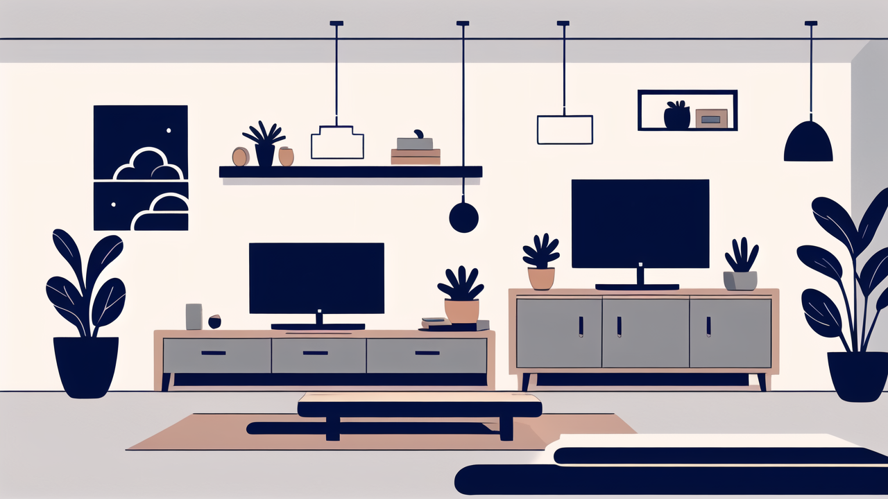 decor in home, modern living room with wooden decor, bar benches, shelves with books and plants