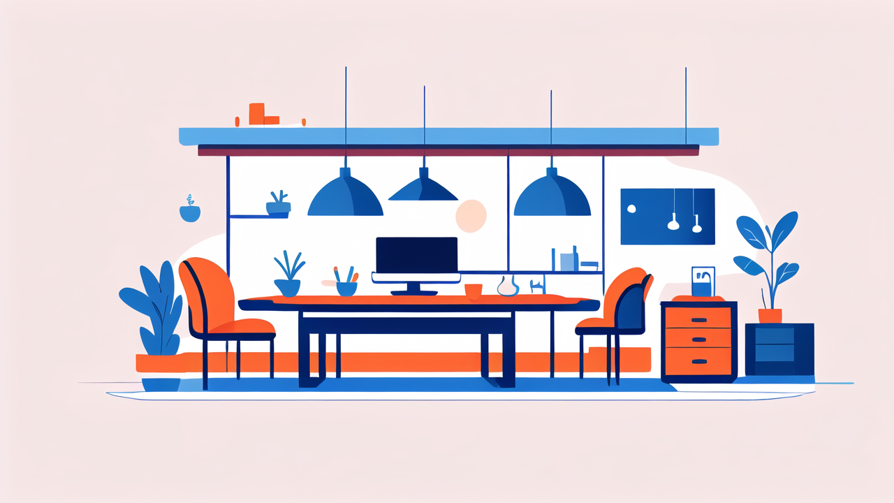Modern Mexican interior design with Mirror Table, blue sofa, and orange rug