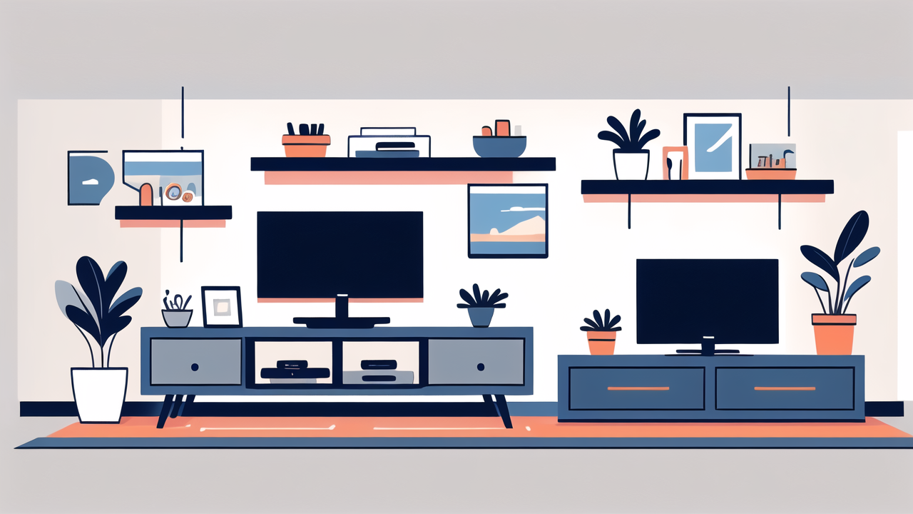 TV stand selection in modern living room with High Back Office Chairs nearby
