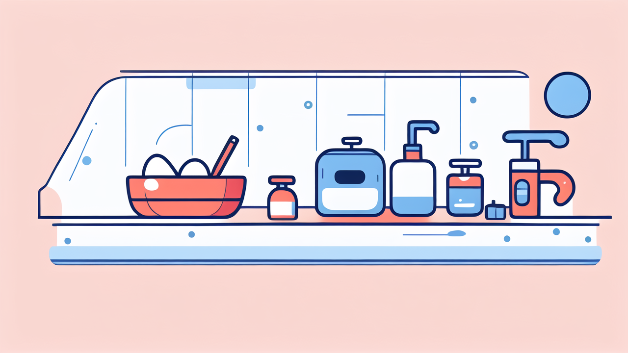 Santa Baby Clothes and musical plush toy on modern kitchen countertop with cooking items.