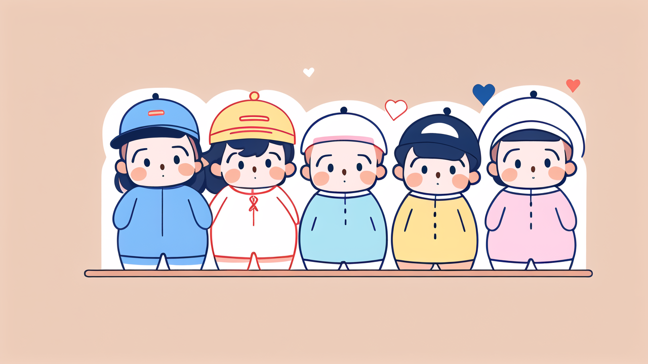 Toddler Rompers featuring cartoon characters in baby outfits with hearts and flowers.