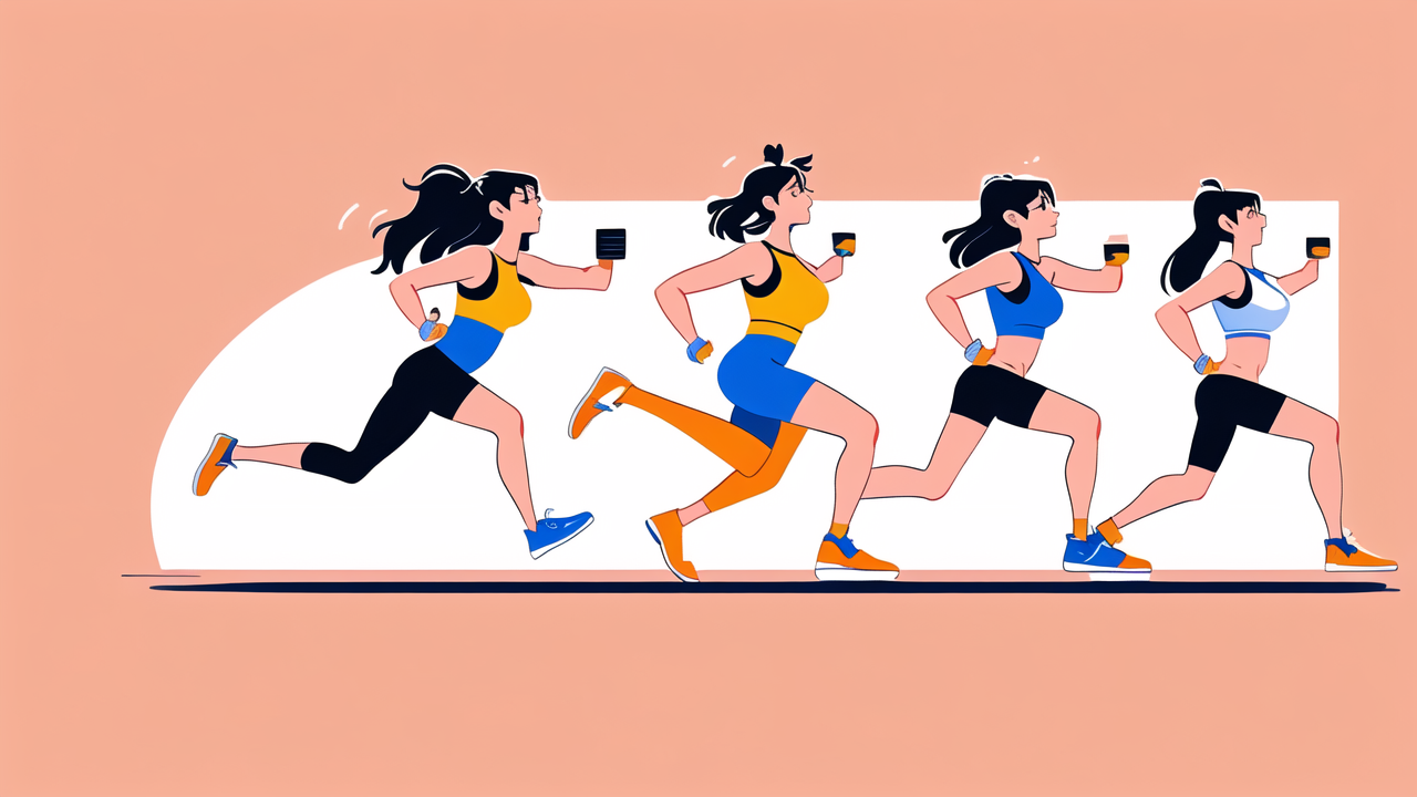 Fitness tracker interfaces show health monitoring progress in vibrant colors.