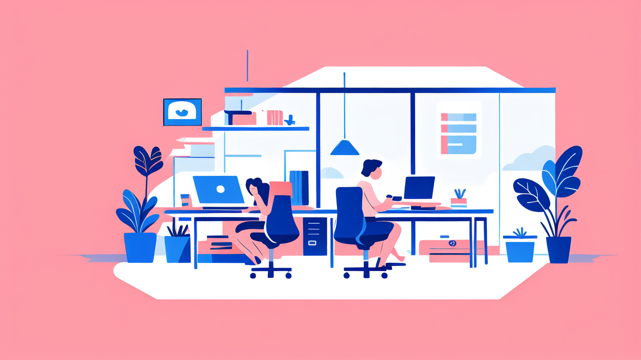 Modern workspace with Ergonomic TV Stand, vibrant colors, and multitasking setup