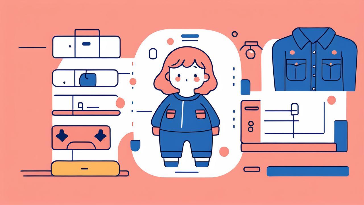 Vibrant grid illustration featuring diverse objects, perfect for travel diaper bag designs.