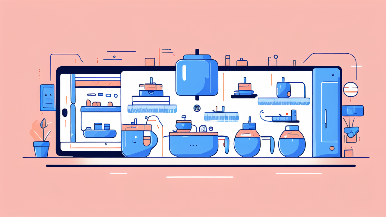 bongs and a smoking machine amid minimalist everyday objects in blue and orange