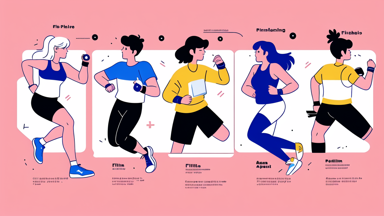 Fila Smartwatch runners illustrated in vibrant cartoon style on pink background.