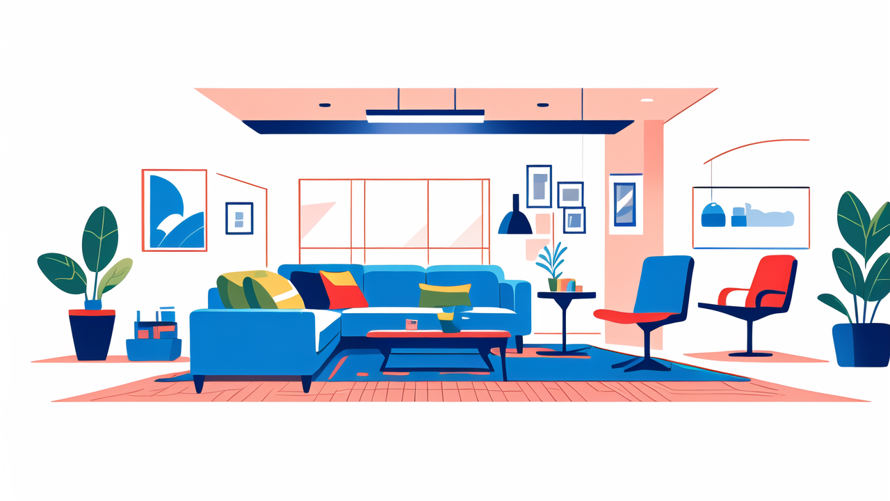 modern living room with Cushioned Bar Stools, abstract art, cityscape for Home Decor South Africa