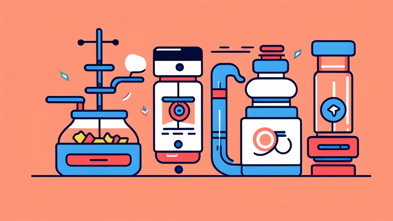 straight bundles, Straight bongs surrounded by plant, jar, spoon, wrench, cup, book, and bottle.