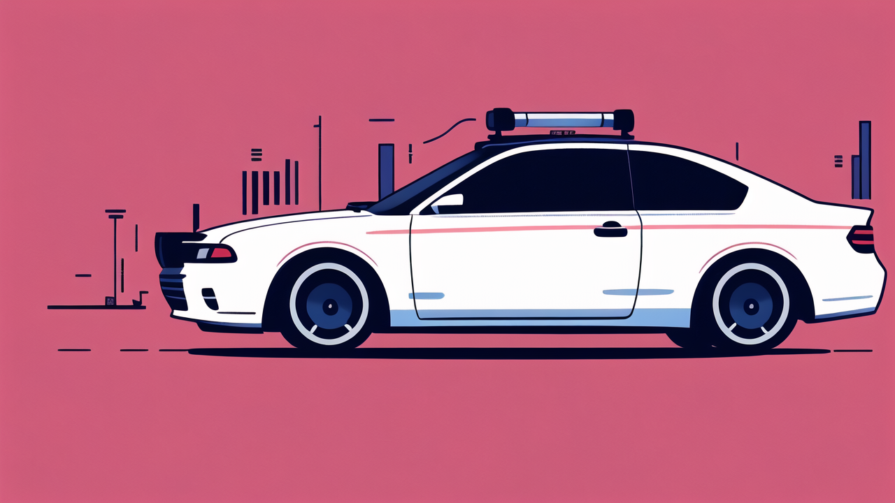 Vintage cars on pink backdrop highlighting GPS tracking and OnStar integration