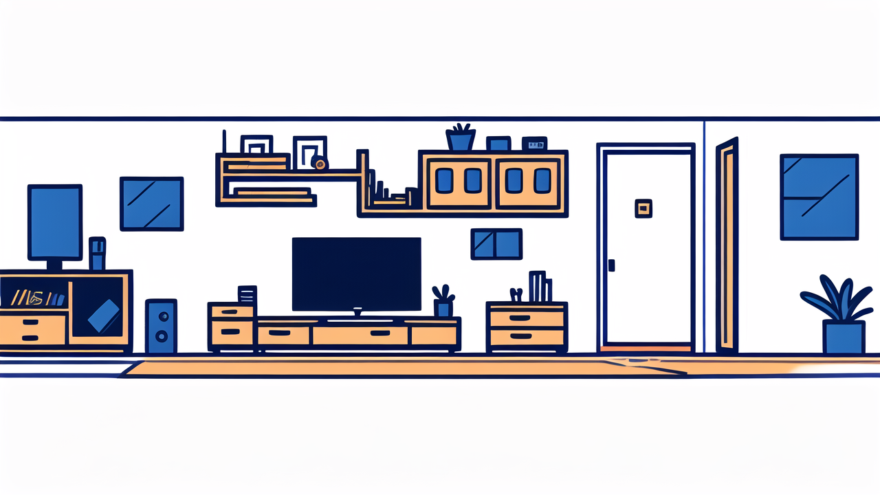 Modern room transformation with Home Furniture Combos, TVs, bookshelf, and dresser.