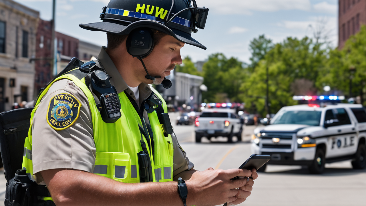 police using walkie talkie