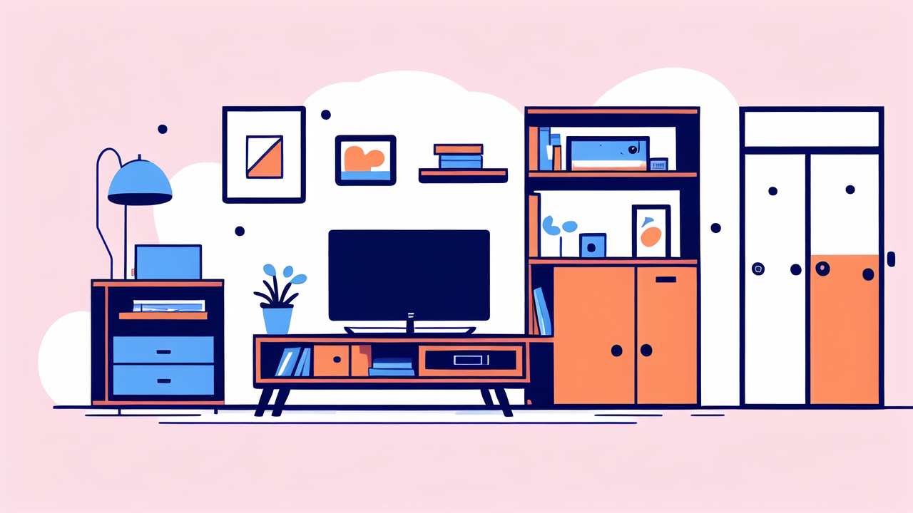 Vibrant home office with desk, 4 inch storage boxes, and storage carts.