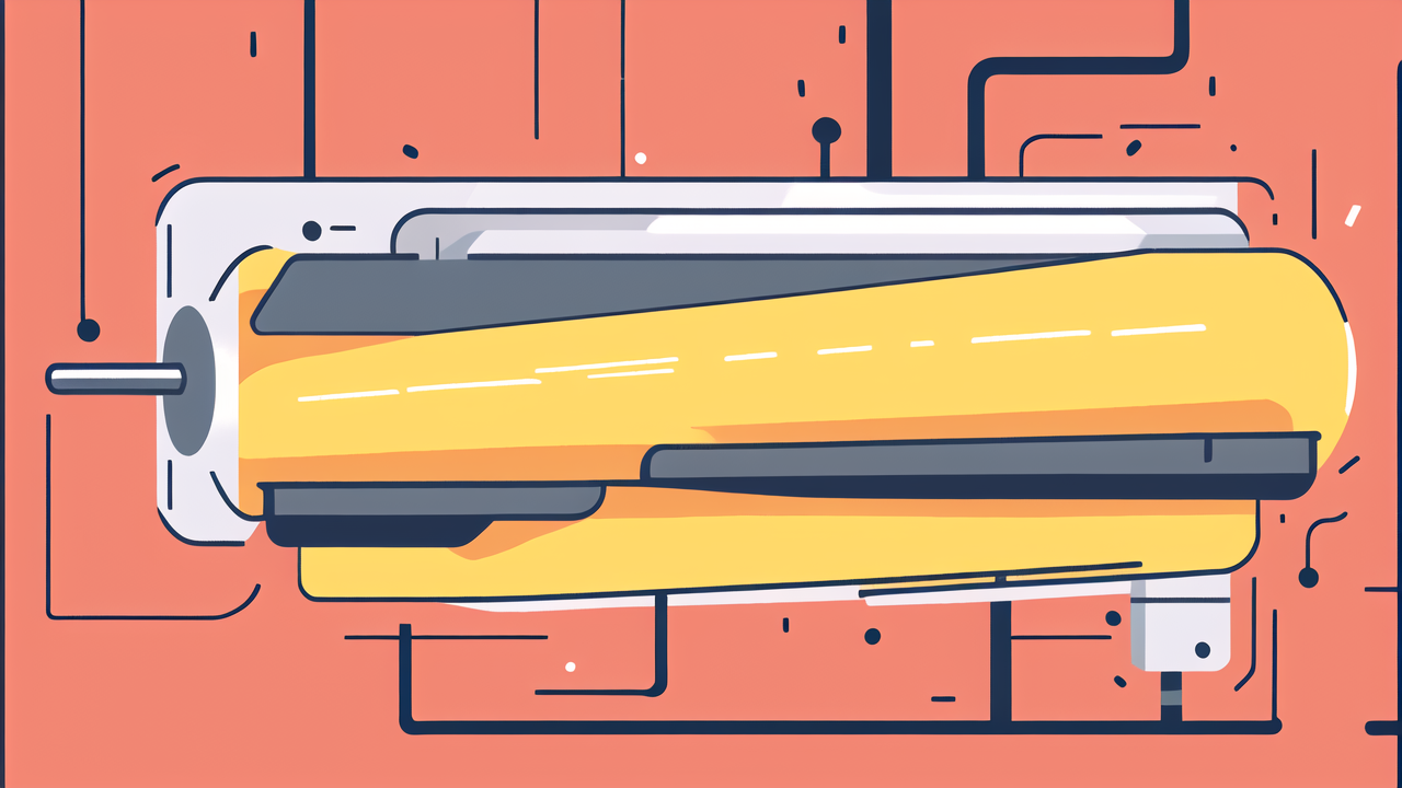 polyacrylonitrile fiber, Futuristic yellow device with PAN-OX fibers on vibrant red background