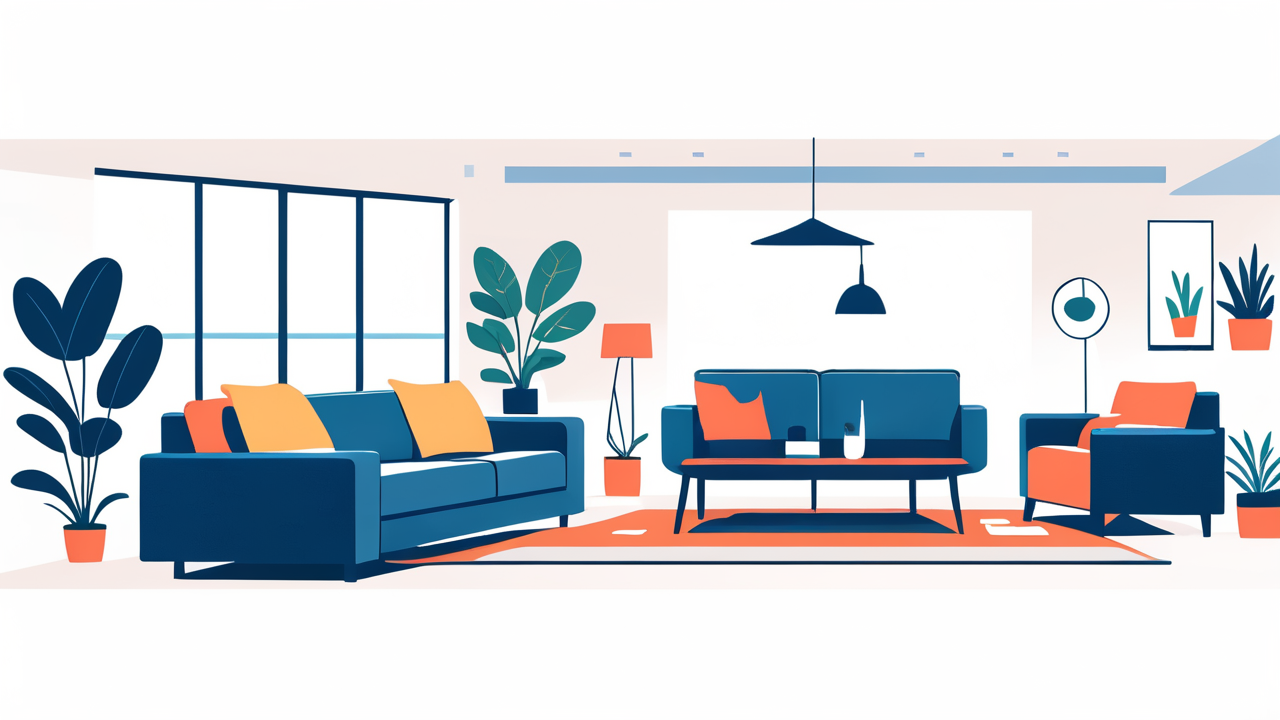 Modern bedroom with blue and white bed, ergonomic sofa, and Recliner Chairs