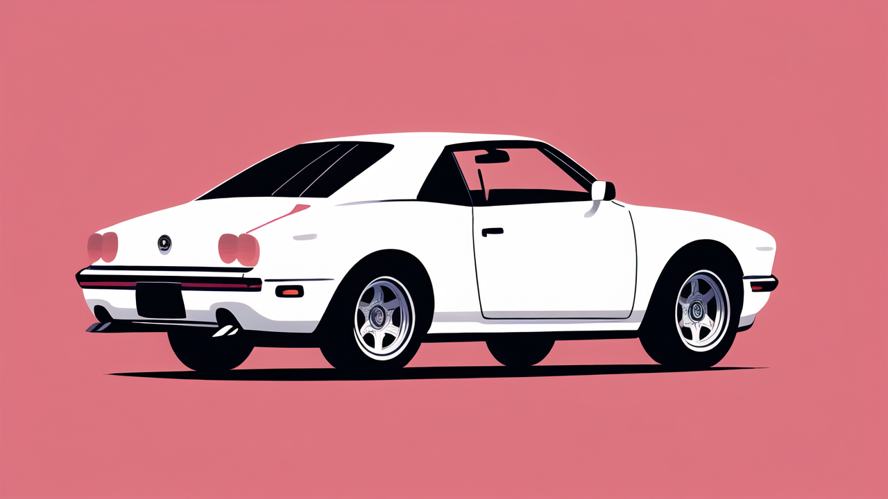 2rsh c3: White sports car with sleek design, blue stripe, purple-pink background