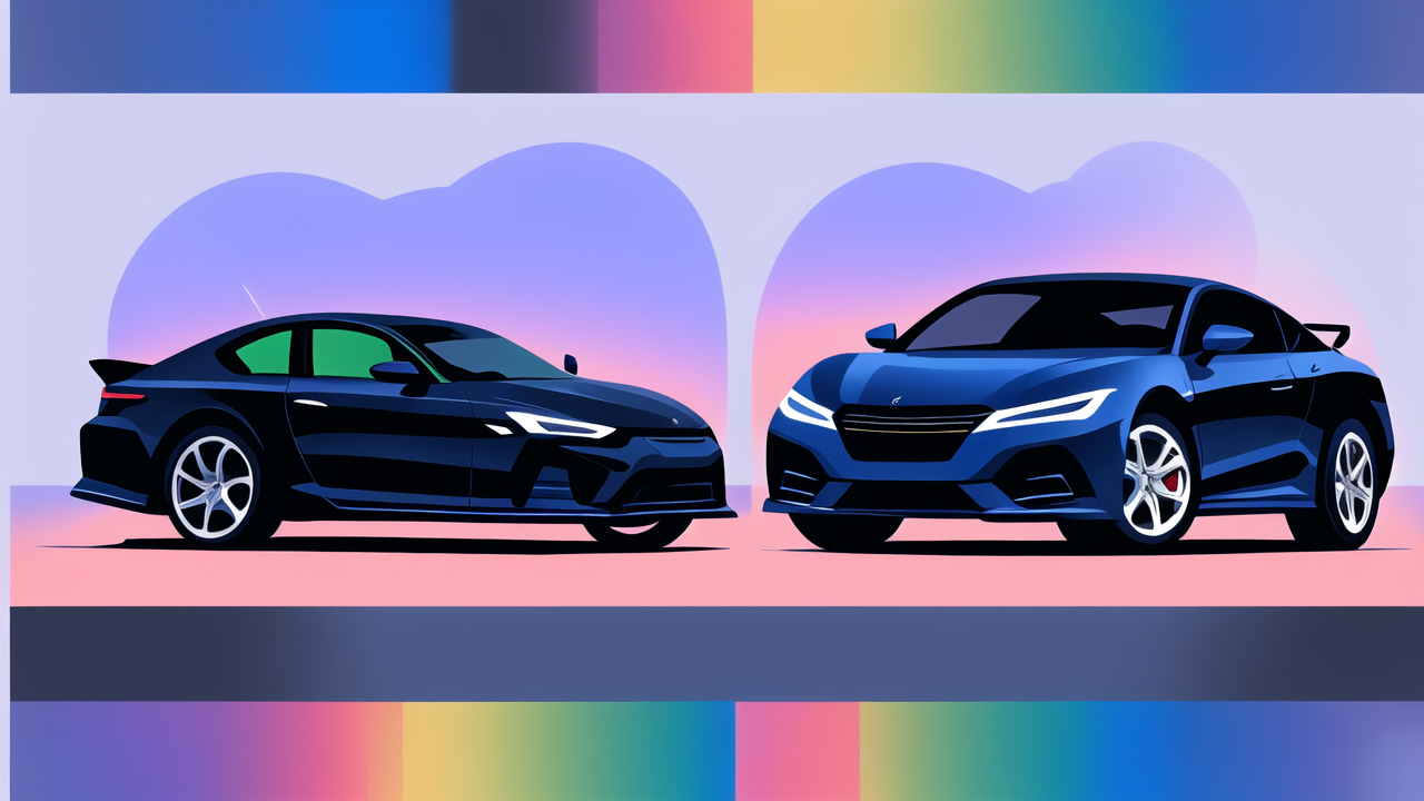 Custom carbon fiber sports cars with silver carbon fiber accents in a vibrant setting