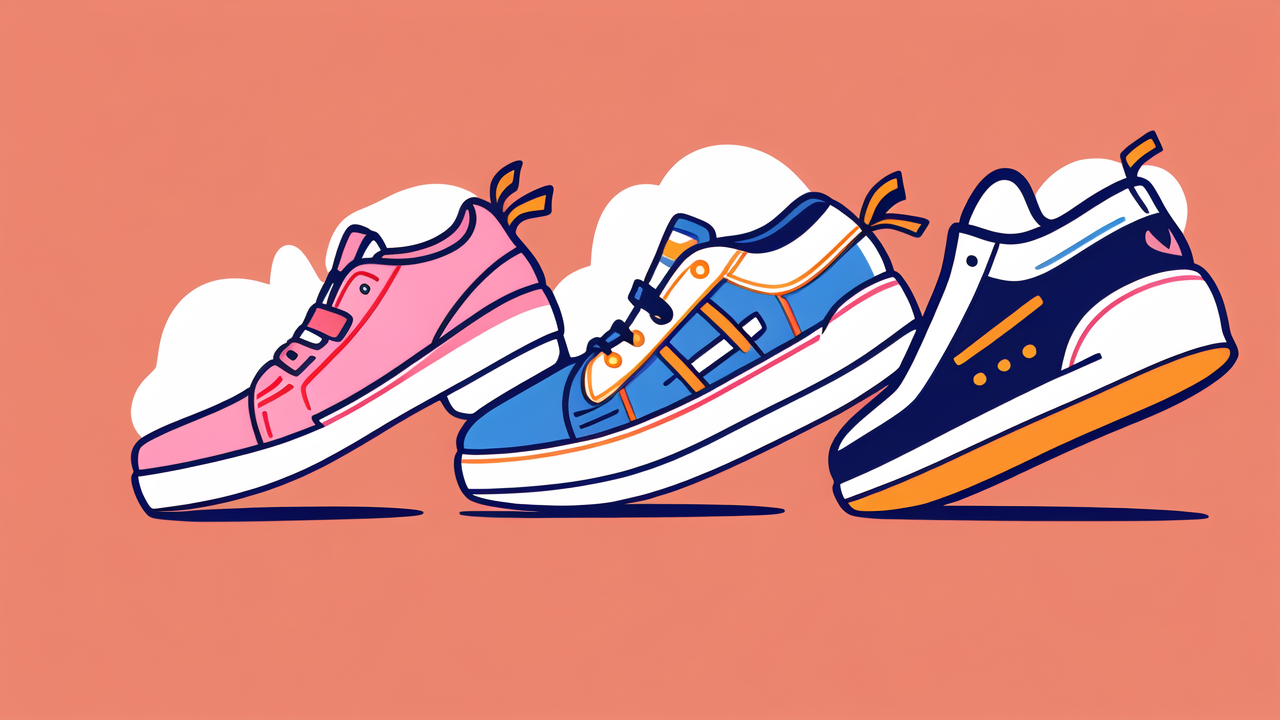 fila smart watch, Fila Smartwatch with pink, blue, and black sneakers on a peach background