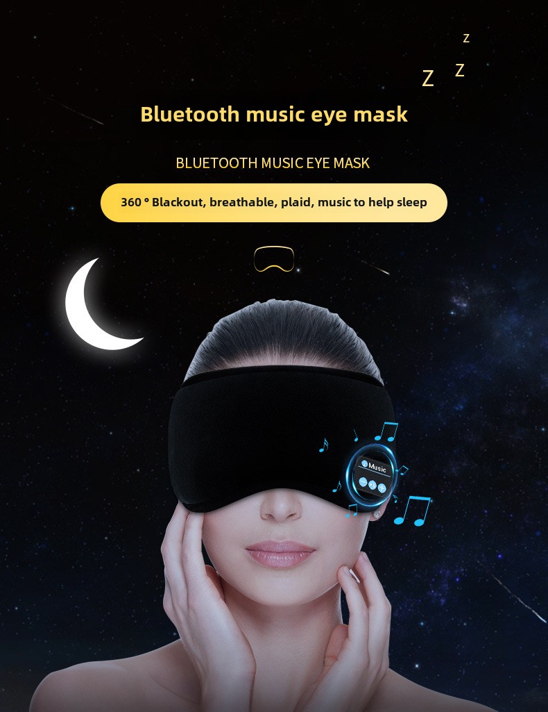 yashoo Bluetooth Wireless  Earphones- 360° Light Blocking Eye Mask , Call Answering, Music Listening, 200mAh Battery, Soft and Washable Material_voghion.com