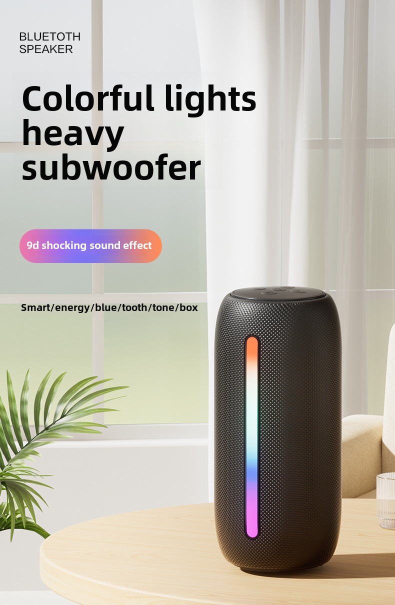 Altoparlante wireless YaShoo - Connessione Bluetooth, luce ambientale RGB, uscita 10 W, protezione di ricarica, scheda TF supportata, modalità TWS, batteria da 1200 mAh_voghion.com