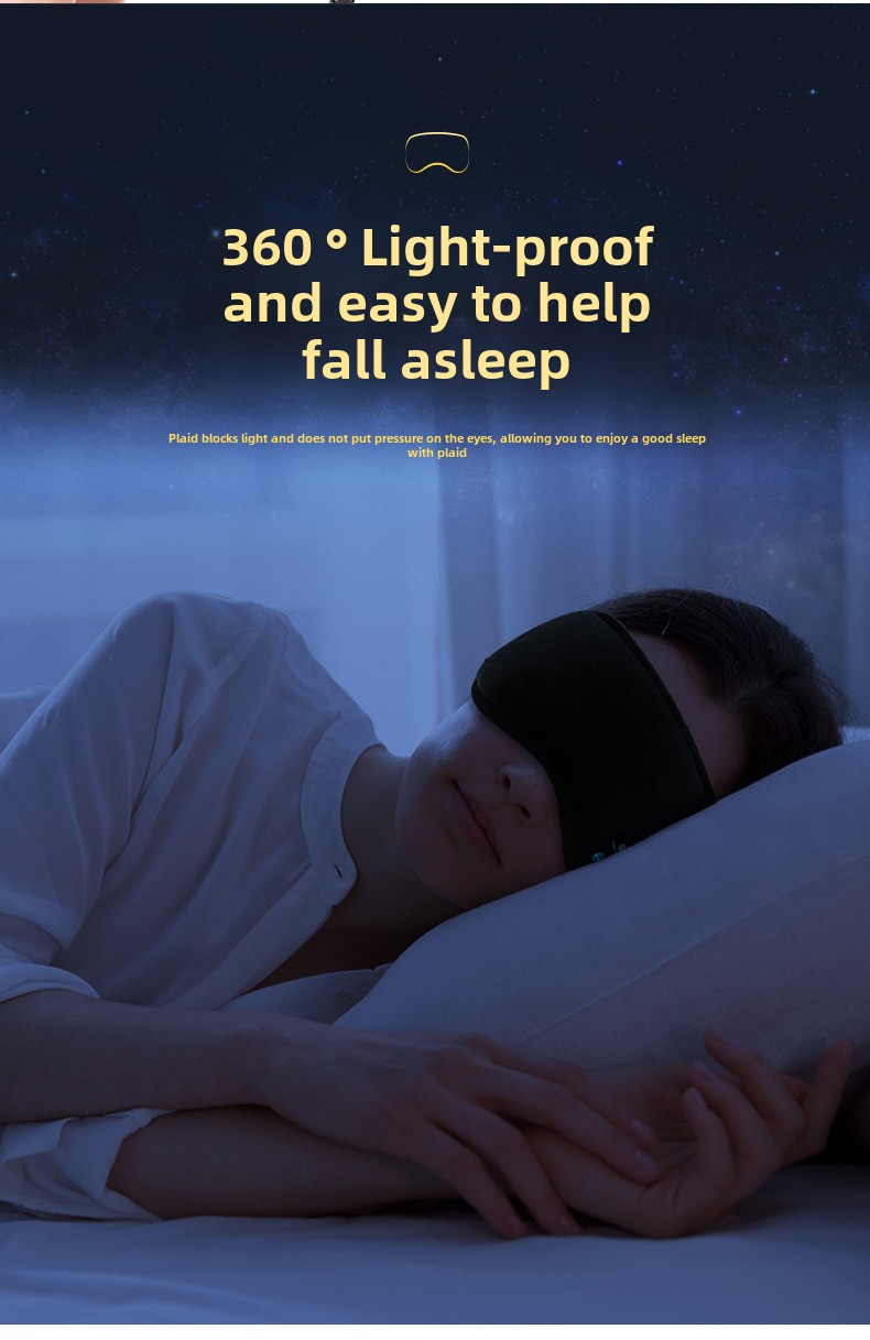 yashoo Bluetooth Wireless  Earphones- 360° Light Blocking Eye Mask , Call Answering, Music Listening, 200mAh Battery, Soft and Washable Material_voghion.com