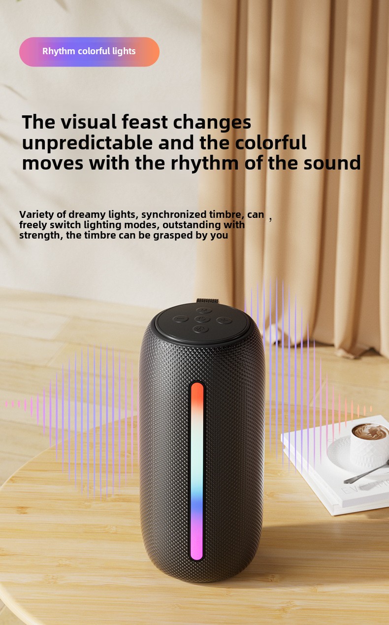 Altoparlante wireless YaShoo - Connessione Bluetooth, luce ambientale RGB, uscita 10 W, protezione di ricarica, scheda TF supportata, modalità TWS, batteria da 1200 mAh_voghion.com