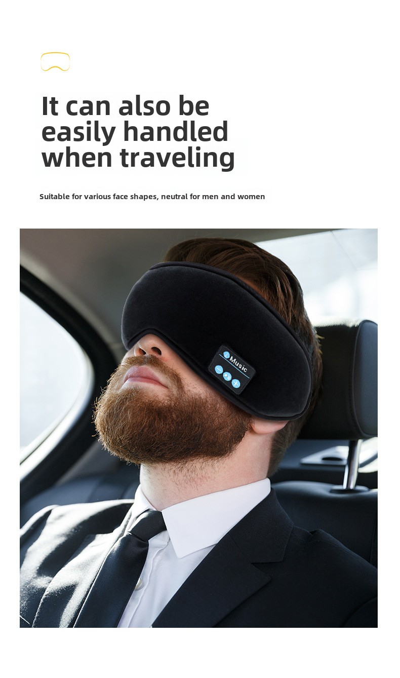 yashoo Bluetooth Wireless  Earphones- 360° Light Blocking Eye Mask , Call Answering, Music Listening, 200mAh Battery, Soft and Washable Material_voghion.com