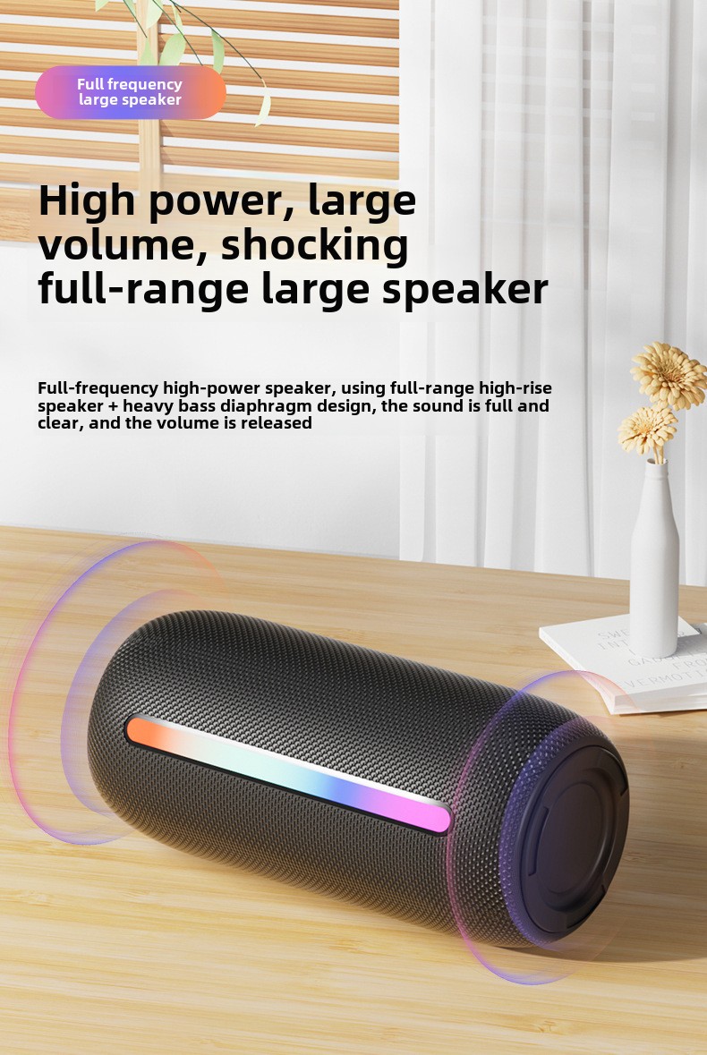 Altoparlante wireless YaShoo - Connessione Bluetooth, luce ambientale RGB, uscita 10 W, protezione di ricarica, scheda TF supportata, modalità TWS, batteria da 1200 mAh_voghion.com