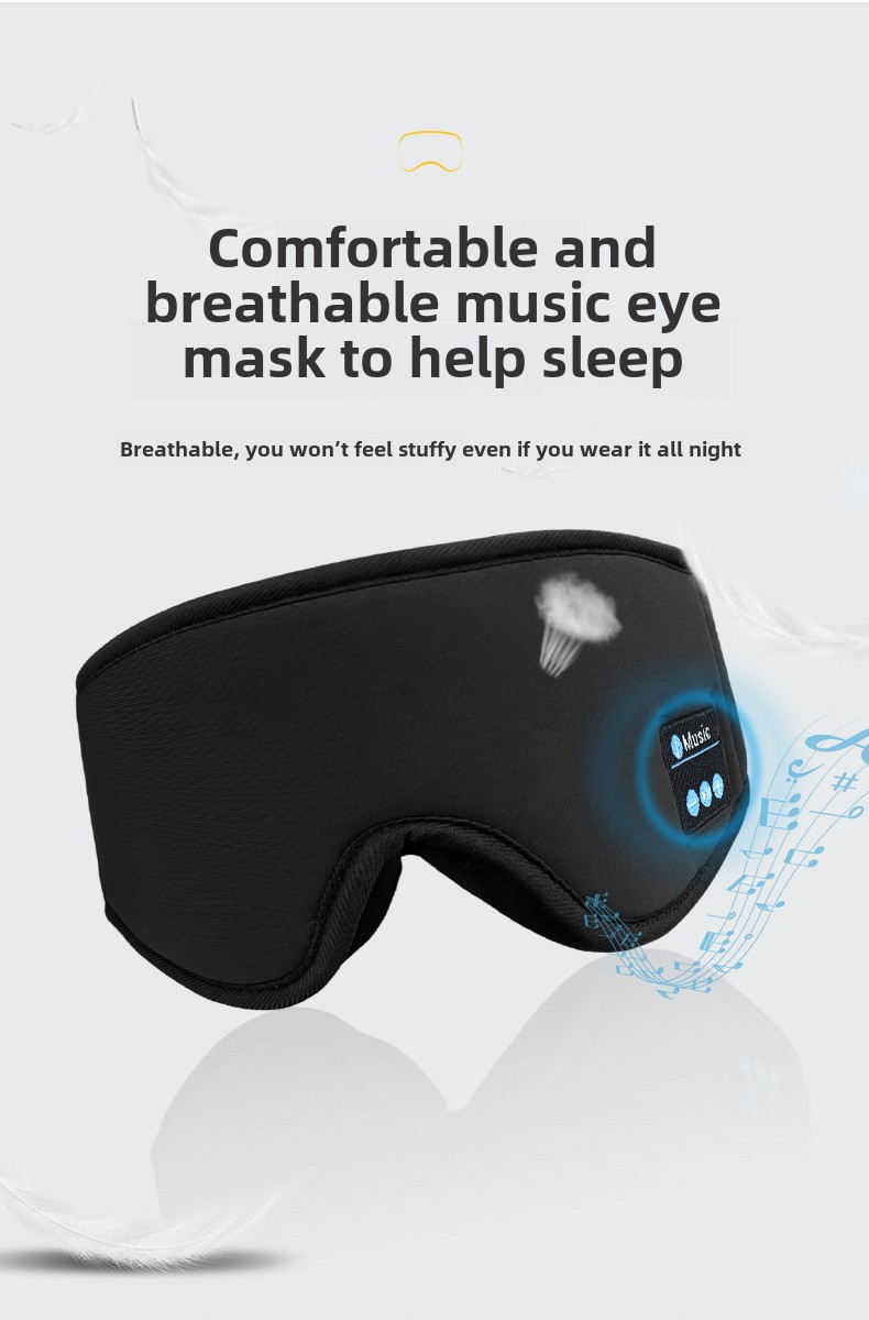 yashoo Bluetooth Wireless  Earphones- 360° Light Blocking Eye Mask , Call Answering, Music Listening, 200mAh Battery, Soft and Washable Material_voghion.com