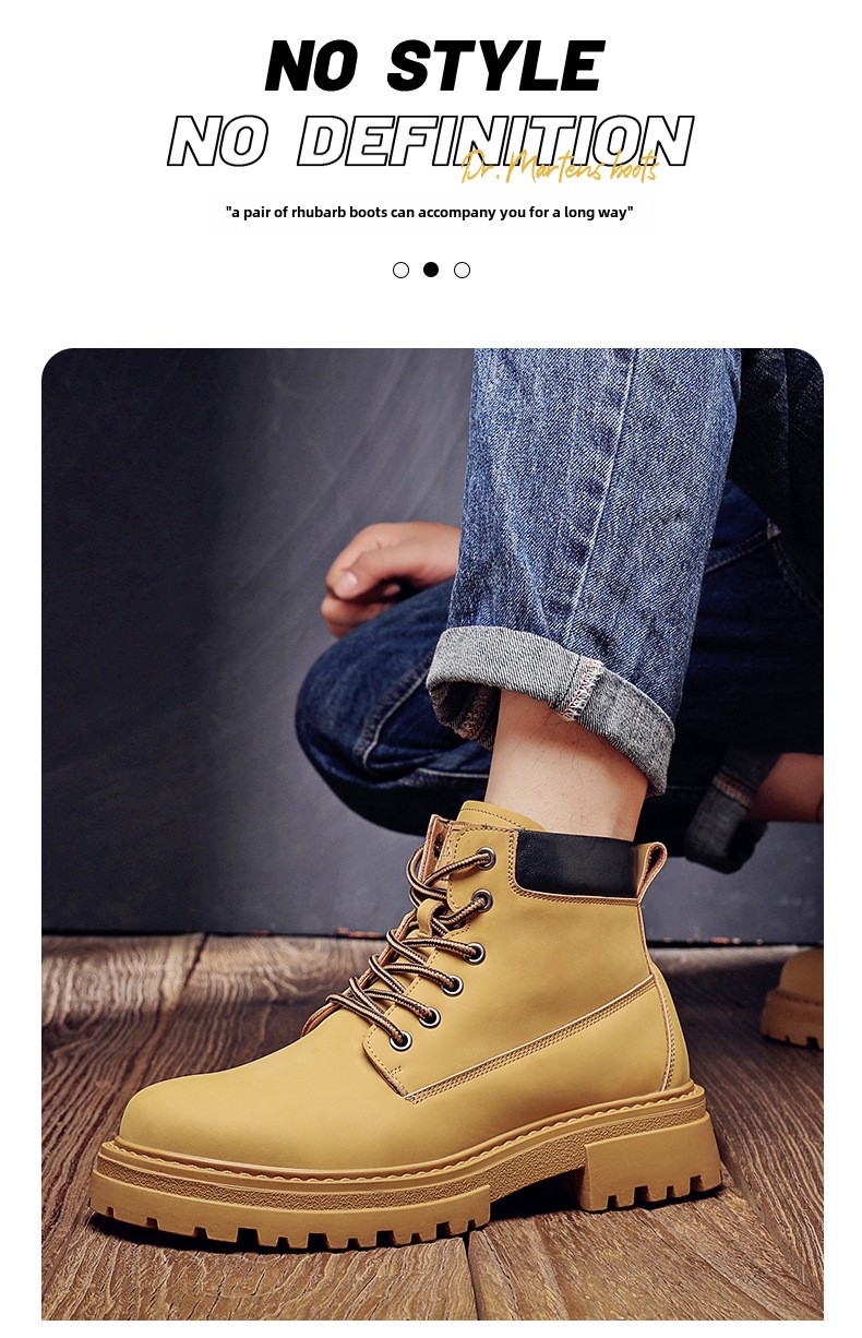 Martin boots men's autumn and winter trend casual Korean version of rhubarb boots piled thickened warm leather boots_voghion.com