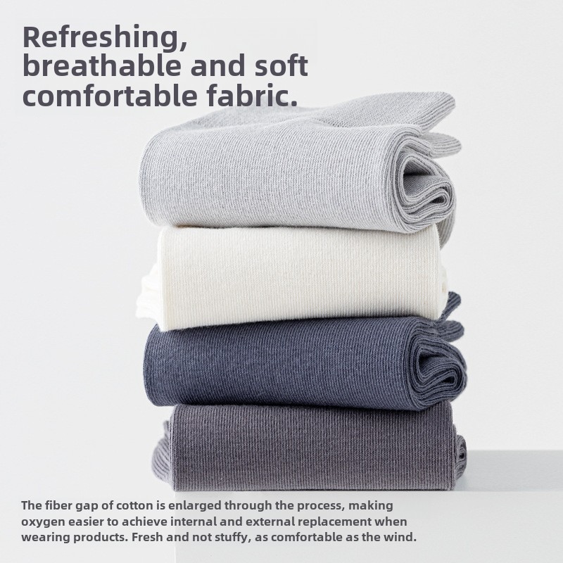 Reine Baumwollsocken Herren antibakterielle atmungsaktive mittellange Schlauchstrümpfe Herbst- und Wintersocken lässige Deodorant schweißabsorbierende Herren-Baumwollsocken_voghion.com