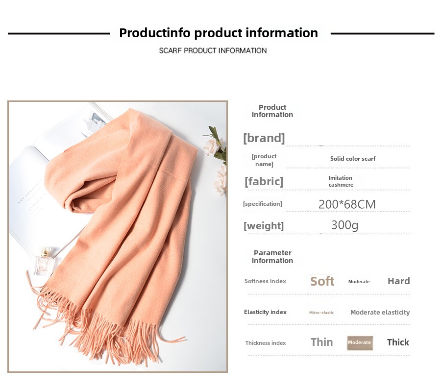 Einfarbige Kaschmirschals für Herren und Damen, einfache und vielseitige Tücher für Herbst und Winter sowie rote Schals mit Fransen für das Jahrestreffen._voghion.com